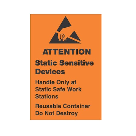 Transforming Technologies 4x4, Removable, Orange, Attention Static Sensitive, label LB9142